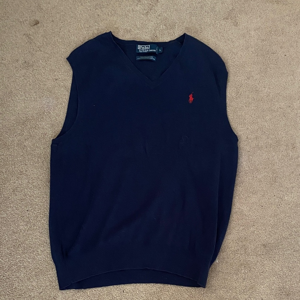 Polo by Ralph Lauren Men's Dark Blue V-Neck Sweater Vest